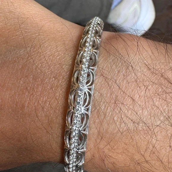 Used Tacori Elegant Silver Bracelet with Crystal Accents - Picture 4 of 5